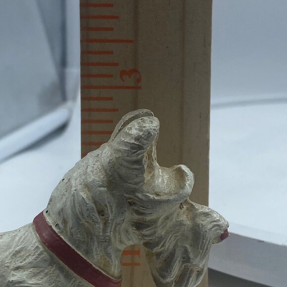 Vtg Burwood Scottish Terrier Dog Figurine White Red Collar Resin Composite - Picture 11 of 12